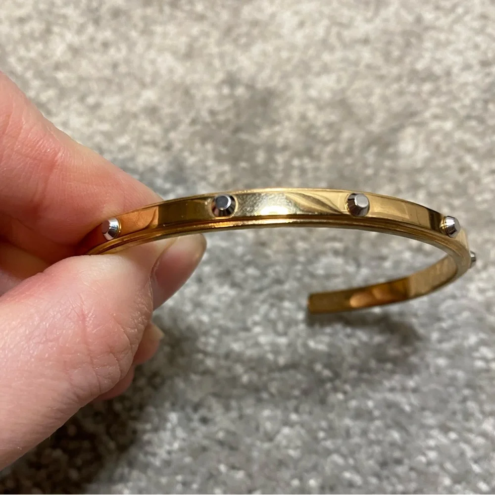 Michael Kors Heritage Astor Studded Cuff Bracelet Rose Gold and Silver Tone - Picture 5 of 8